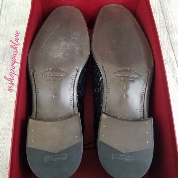 SOLD!! Ferragamo Puntala Nero Crocodile Oxfords - Picture 6 of 8